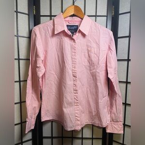 Wrangler Pink Shimmer Glitter Thread Button Down Women’s Cowgirl Western